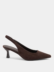 Yours Curve Brown Leopard Print Extra Wide Fit Faux Suede Sling Back Heels - Image 5 of 6