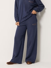 PixieGirl Petite Blue Etienne Slogan Wide Leg Joggers - Image 2 of 6
