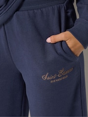 PixieGirl Petite Blue Etienne Slogan Wide Leg Joggers - Image 4 of 6