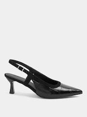Yours Curve Black Extra Wide Fit Croc Embossed Slingback Heels - Image 3 of 5