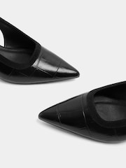 Yours Curve Black Extra Wide Fit Croc Embossed Slingback Heels - Image 4 of 5