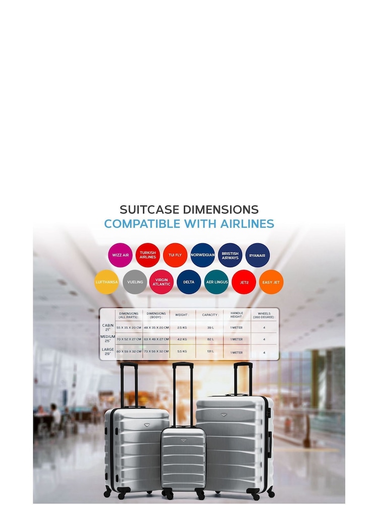Set Of 2 Large Check-In & Small Carry-On Hardcase Travel Suitcase - Image 5 of 5