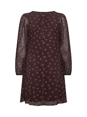 Yours Curve Gepunktetes Netzstoffkleid mit Ballonärmeln - Bild 6 von 6