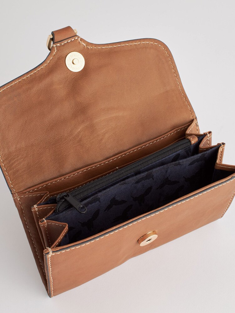 Tan Brown Leather Hummingbird Purse - Image 4 of 5
