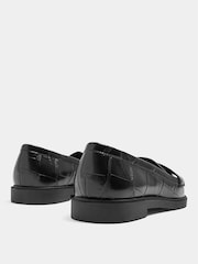 Yours Curve Black Extra Wide Fit Croc Embossed Loafers - Image 4 of 5