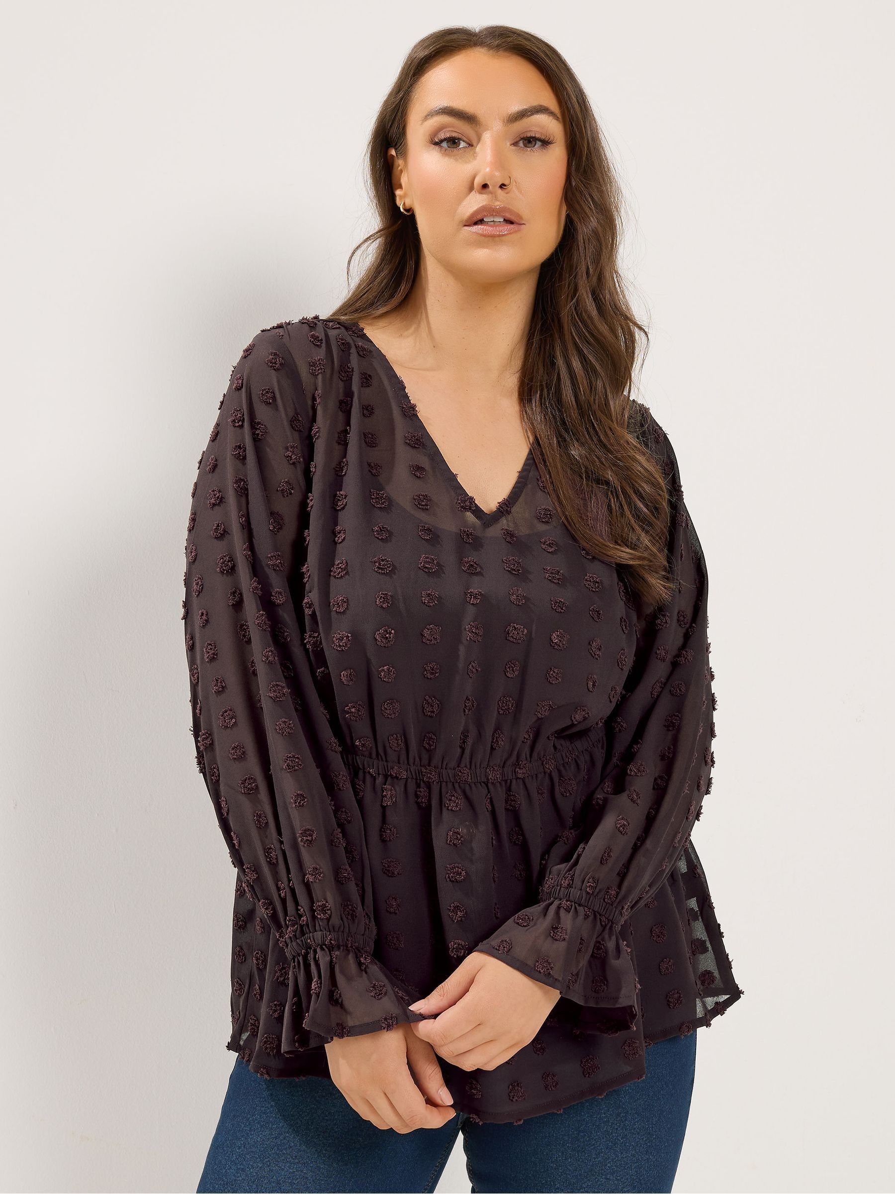Yours Women's Dobby Blouse in Chocolate | Size: 30-32 - Image 6