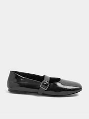 Yours Curve Black Patent Wide Fit Buckle Detail Mary Jane Flats - Image 3 of 5