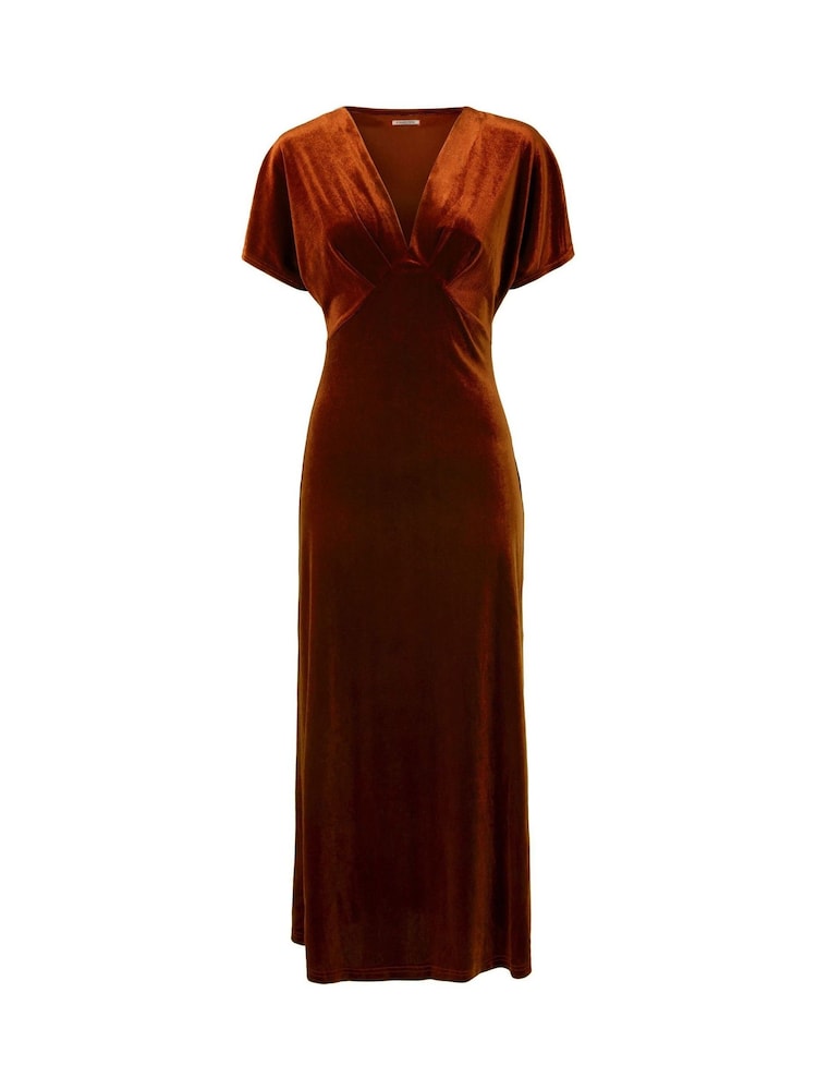 Joe Browns Orange Bella V-Neck Velour Dress - Image 1 of 1 Joe Browns Orange Bella V-Neck Velour Dress - Image 1 of 1
