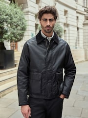 Black Faux Wax Cord Collar Jacket - Image 1 of 14