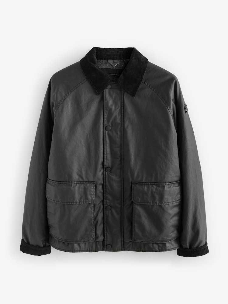 Black Faux Wax Cord Collar Jacket - Image 10 of 14