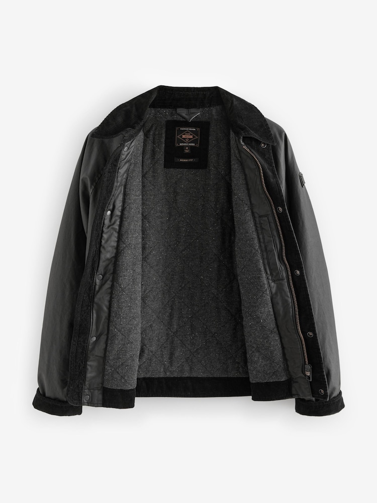 Black Faux Wax Cord Collar Jacket - Image 11 of 14