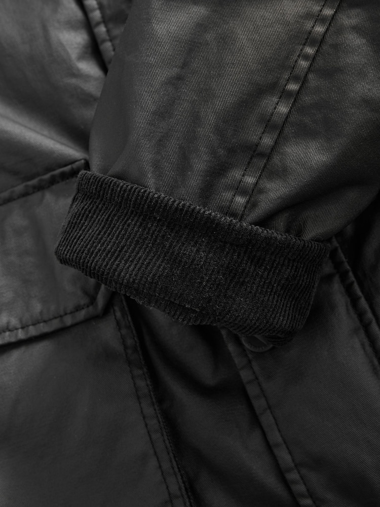 Black Faux Wax Cord Collar Jacket - Image 14 of 14