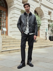 Black Faux Wax Cord Collar Jacket - Image 3 of 14