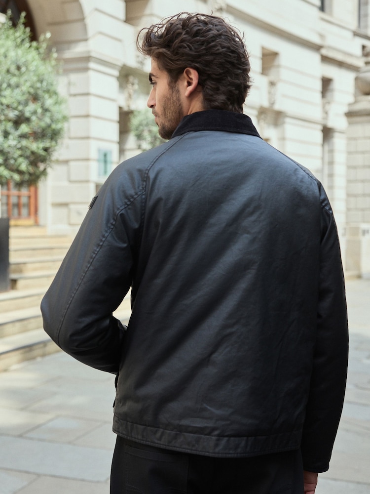 Black Faux Wax Cord Collar Jacket - Image 4 of 14