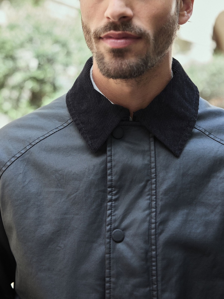 Black Faux Wax Cord Collar Jacket - Image 5 of 14