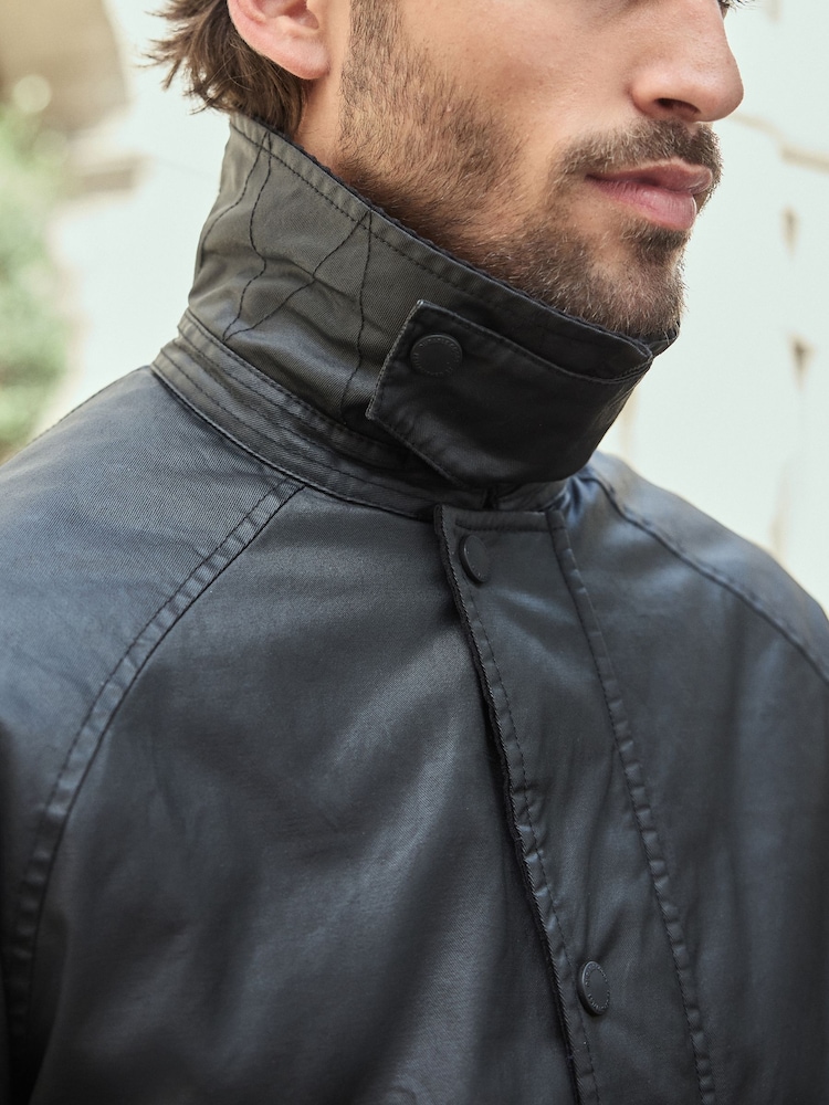 Black Faux Wax Cord Collar Jacket - Image 6 of 14