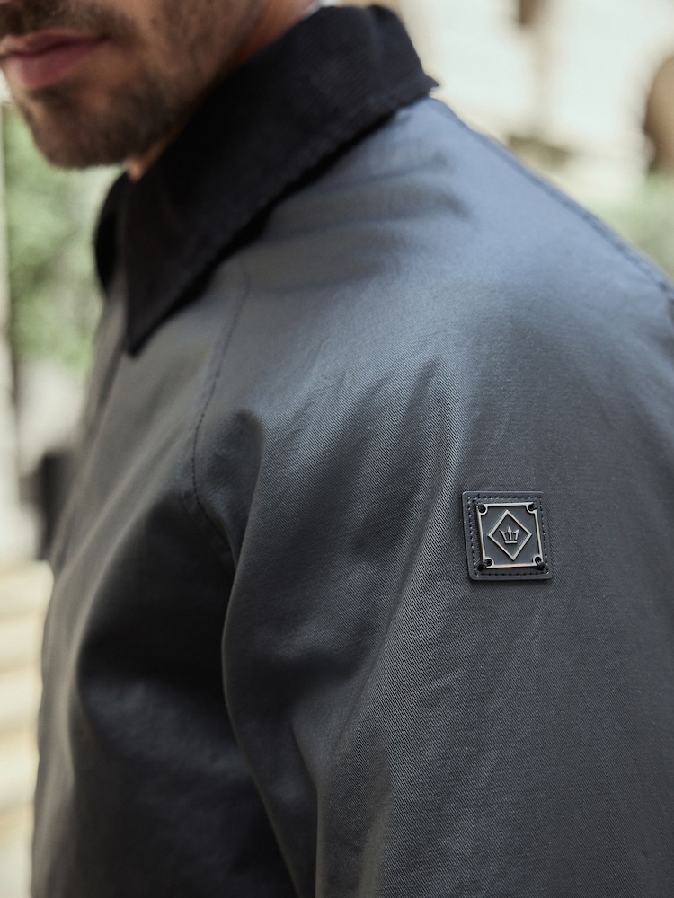 Black Faux Wax Cord Collar Jacket - Image 7 of 14