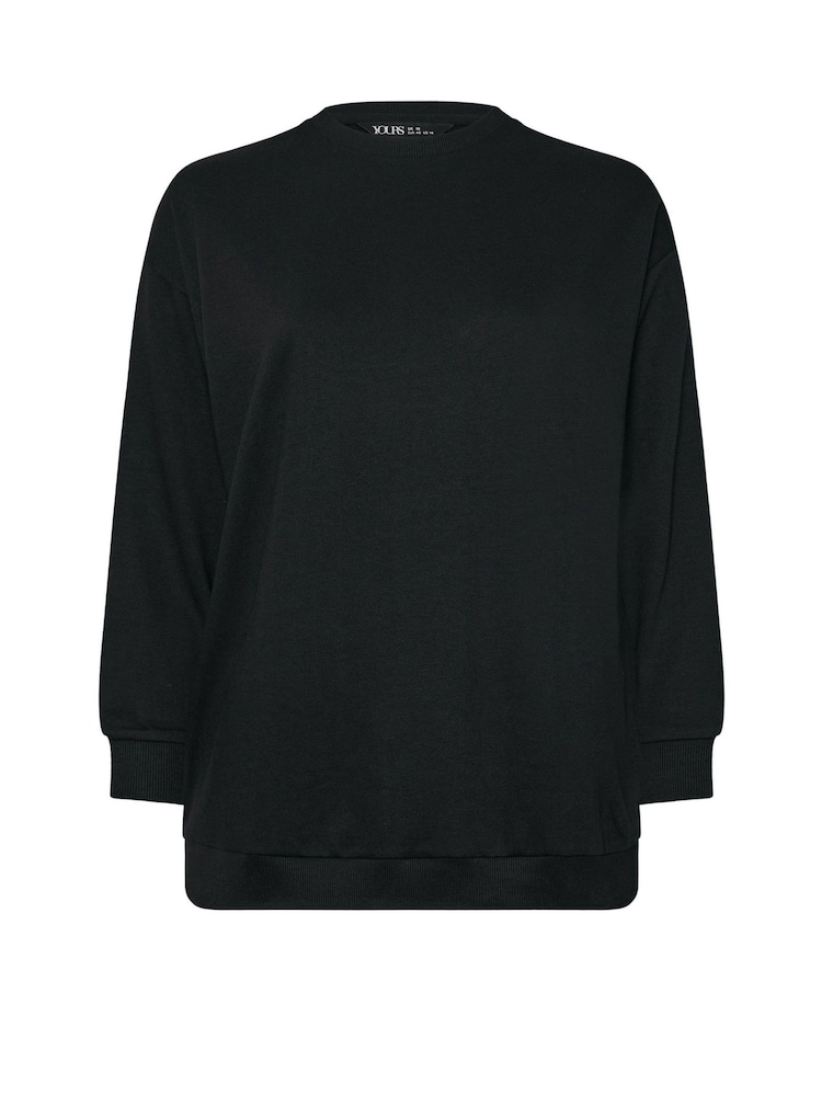Yours Curve Black Long Sleeve Crew Neck Sweatshirt - Image 1 of 5
