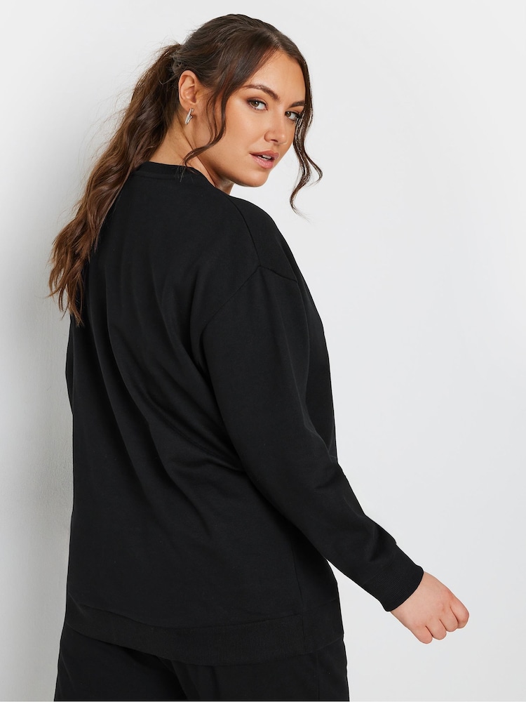 Yours Curve Black Long Sleeve Crew Neck Sweatshirt - Image 2 of 5