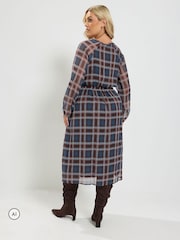Yours Curve Purple Tie Neck Midi Dress - Image 3 of 6