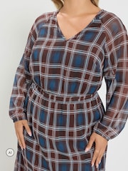 Yours Curve Purple Tie Neck Midi Dress - Image 4 of 6