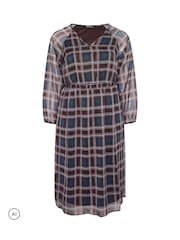 Yours Curve Purple Tie Neck Midi Dress - Image 5 of 6