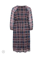 Yours Curve Purple Tie Neck Midi Dress - Image 6 of 6