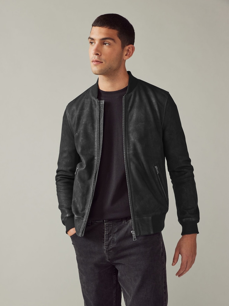 črna - nubuk Leather Bomber kot je; suknjič - Slika 1 iz 16