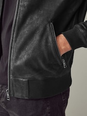 črna - nubuk Leather Bomber kot je; suknjič - Slika 10 iz 16