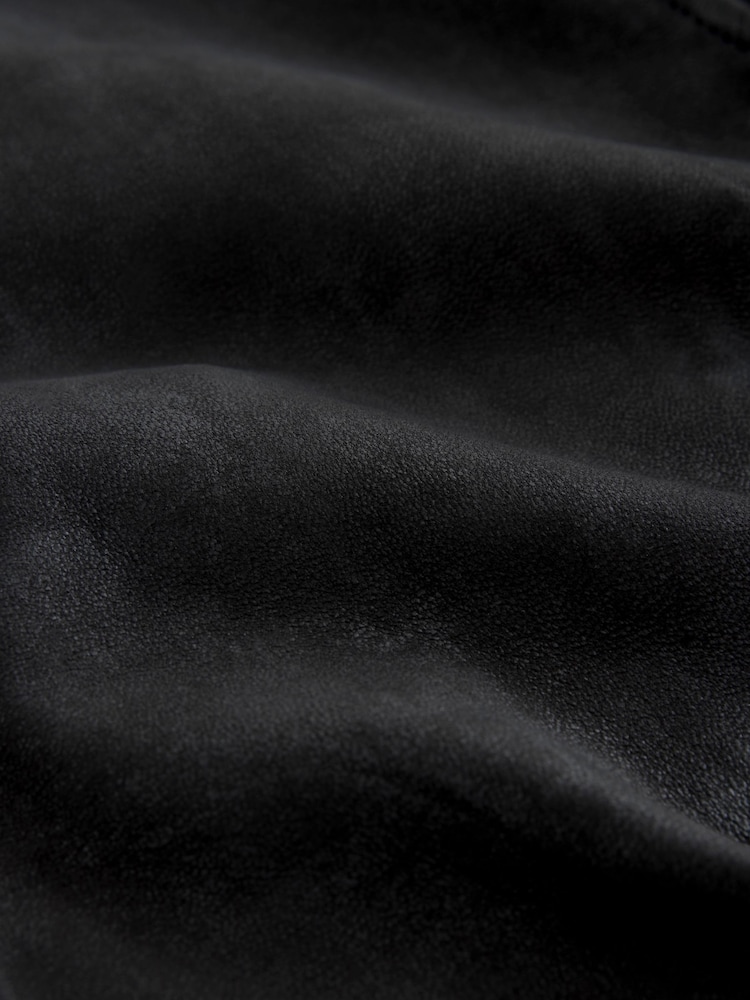 Black Nubuck Leather Bomber Jacket - Image 15 of 16