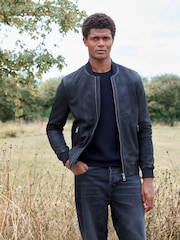 črna - nubuk Leather Bomber kot je; suknjič - Slika 2 iz 16