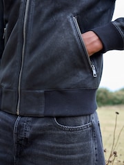 črna - nubuk Leather Bomber kot je; suknjič - Slika 9 iz 16