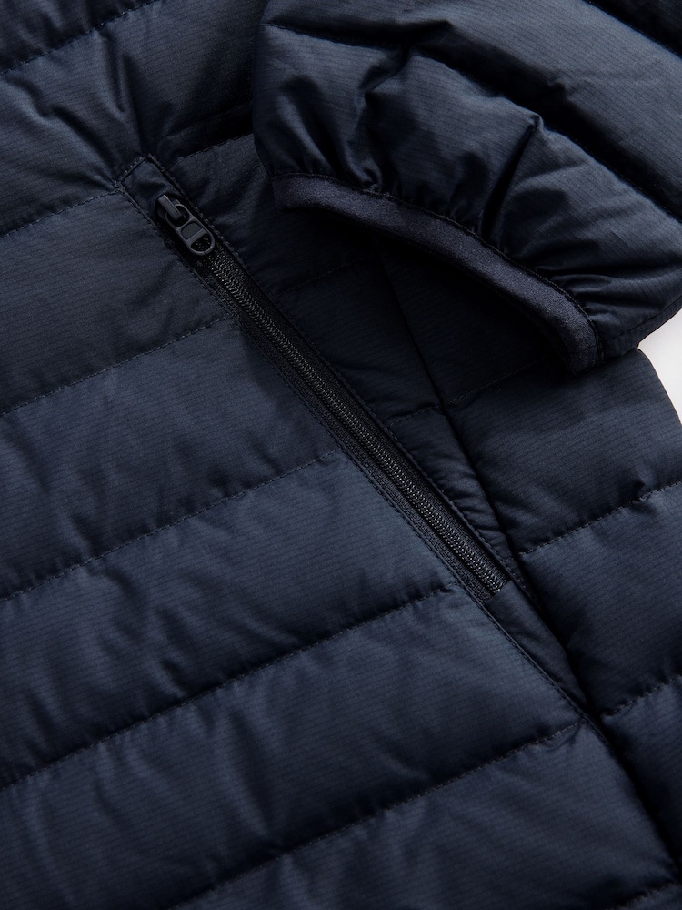 Bleu marine - Résistant à la douche Lightweight Hooded Puffer Coat Veste - Image 13 of 14