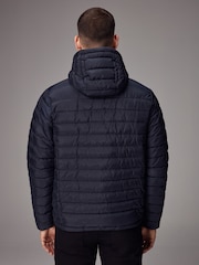 Navy Blue Shower Resistant Lightweight Hooded Puffer Coat Jacket - Image 5 of 14