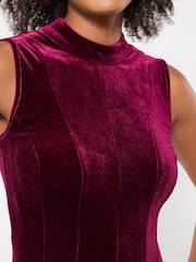 Joe Browns Red Tiah Panelled Velour Sleeveless Dress - Image 3 of 7