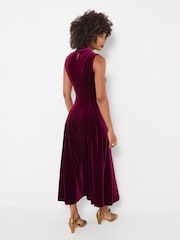Joe Browns Red Tiah Panelled Velour Sleeveless Dress - Image 4 of 7