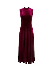 Joe Browns Red Tiah Panelled Velour Sleeveless Dress - Image 7 of 7