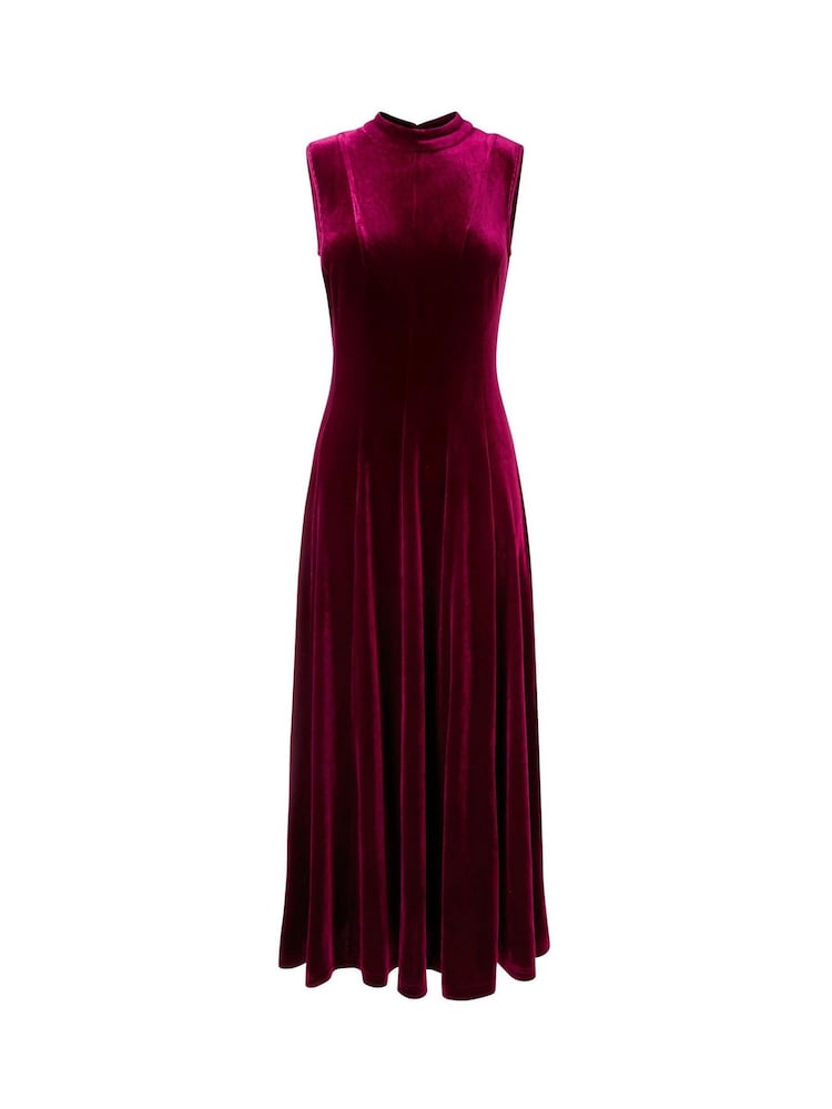 Joe Browns Red Tiah Panelled Velour Sleeveless Dress - Image 7 of 7 Joe Browns Red Tiah Panelled Velour Sleeveless Dress - Image 7 of 7