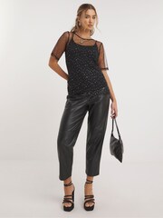Simply Be Black Sparkle Mesh Overlay Top - Image 3 of 4