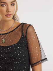 Simply Be Black Sparkle Mesh Overlay Top - Image 4 of 4