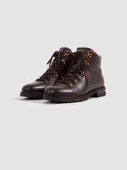 Reiss Dark Brown Ashdown Leather Hiking Boots - Image 3 of 5