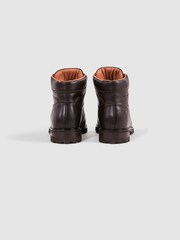 Reiss Dark Brown Ashdown Leather Hiking Boots - Image 4 of 5