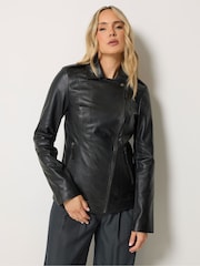 Negru - Long Tall Sally Jachetă din piele premium Biker - Imaginea 2 din 7