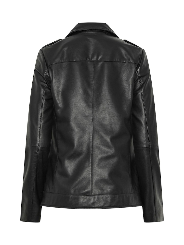 Negru - Long Tall Sally Jachetă din piele premium Biker - Imaginea 7 din 7