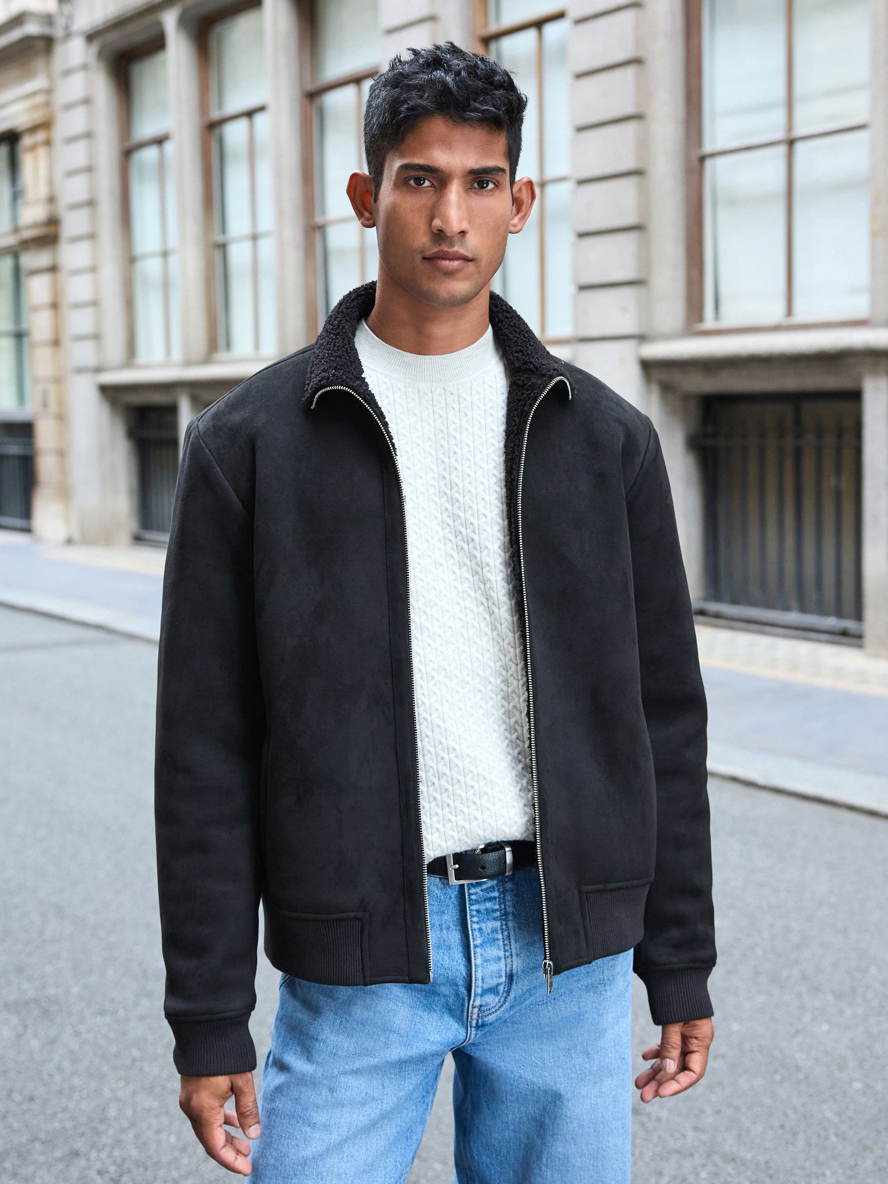 Suede borg jacket mens discount