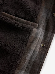 Brown Wool Rich Checked Borg Collared Jacket - Image 11 of 13