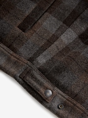 Brown Wool Rich Checked Borg Collared Jacket - Image 12 of 13