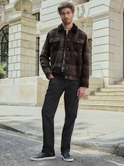 Brown Wool Rich Checked Borg Collared Jacket - Image 2 of 13