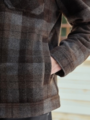 Brown Wool Rich Checked Borg Collared Jacket - Image 8 of 13