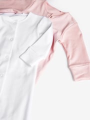 Pink/White 5 Pack 100% Cotton Baby Sleepsuits (0-2yrs) - Image 10 of 10